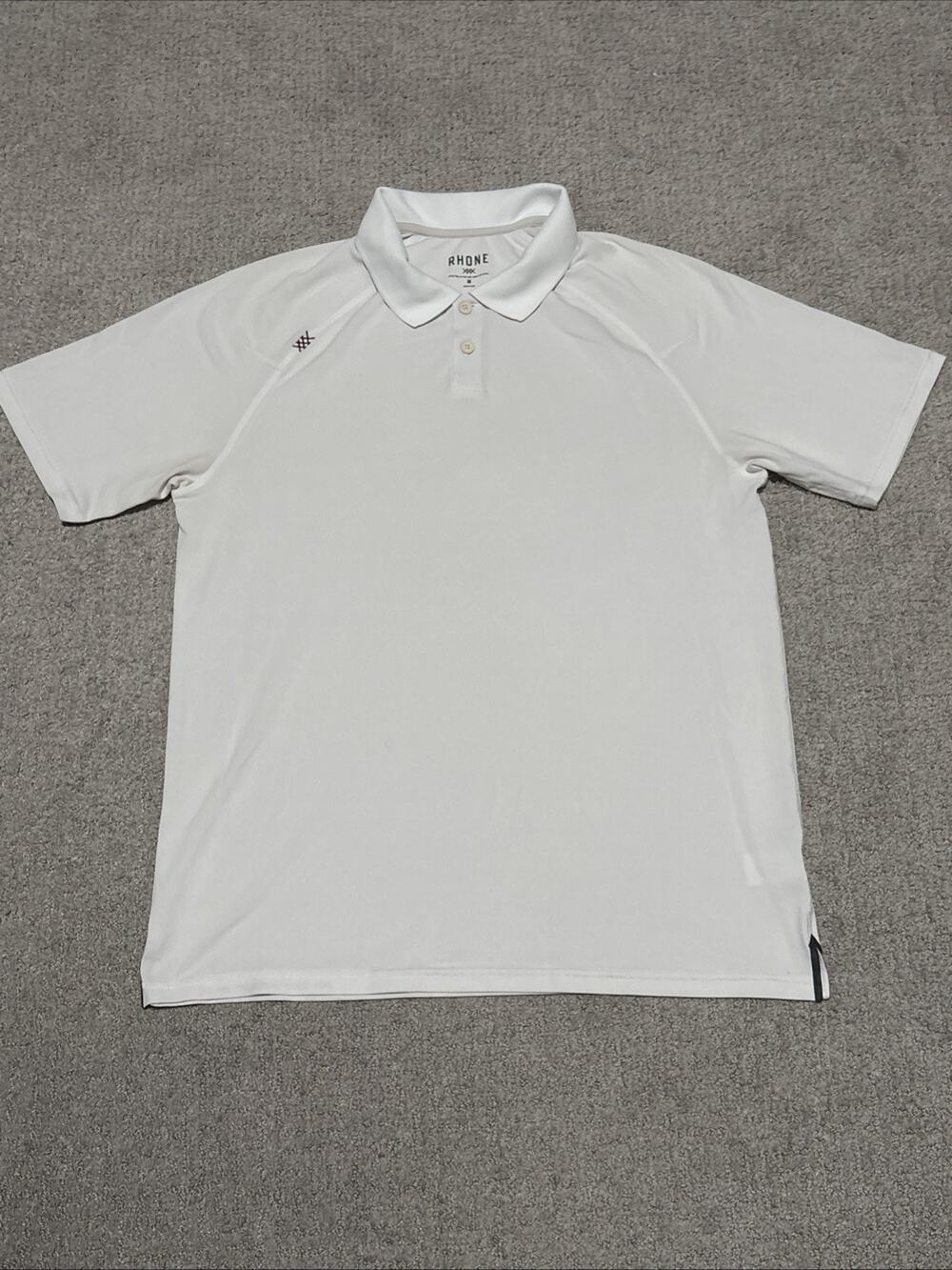 Rhone Delta Pique Polo Shirt Men's White Short Sleeve Size Medium